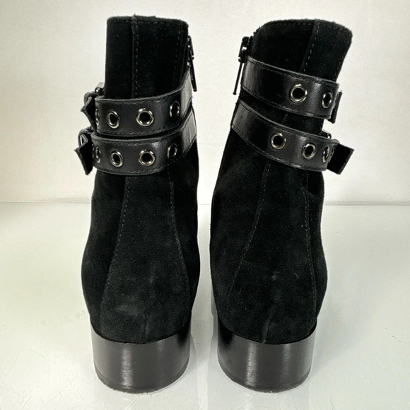 Napoleoni Black Suede Pointed Toe Adjustable Strap Detail Ankle Boots Size 37 - Picture 7 of 11